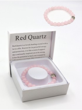 Red Quartz Blessing Bead Bracelets with Gift Box. 